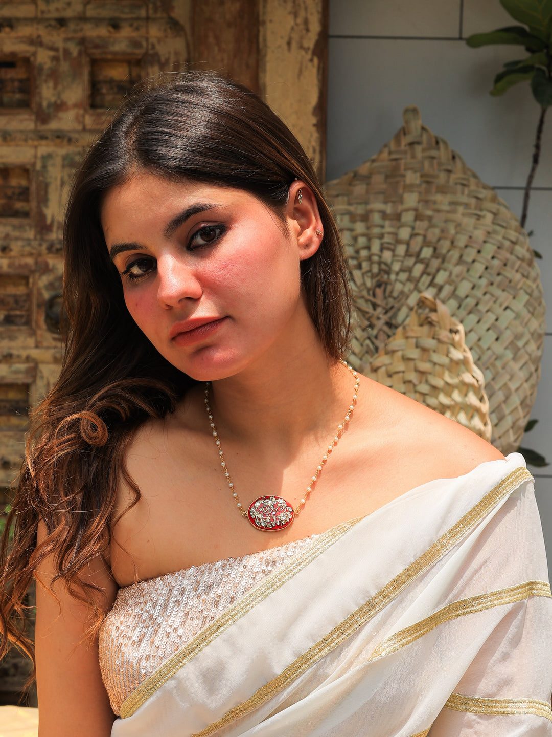 Kamna Enamel pendant necklace | SHOBITAM