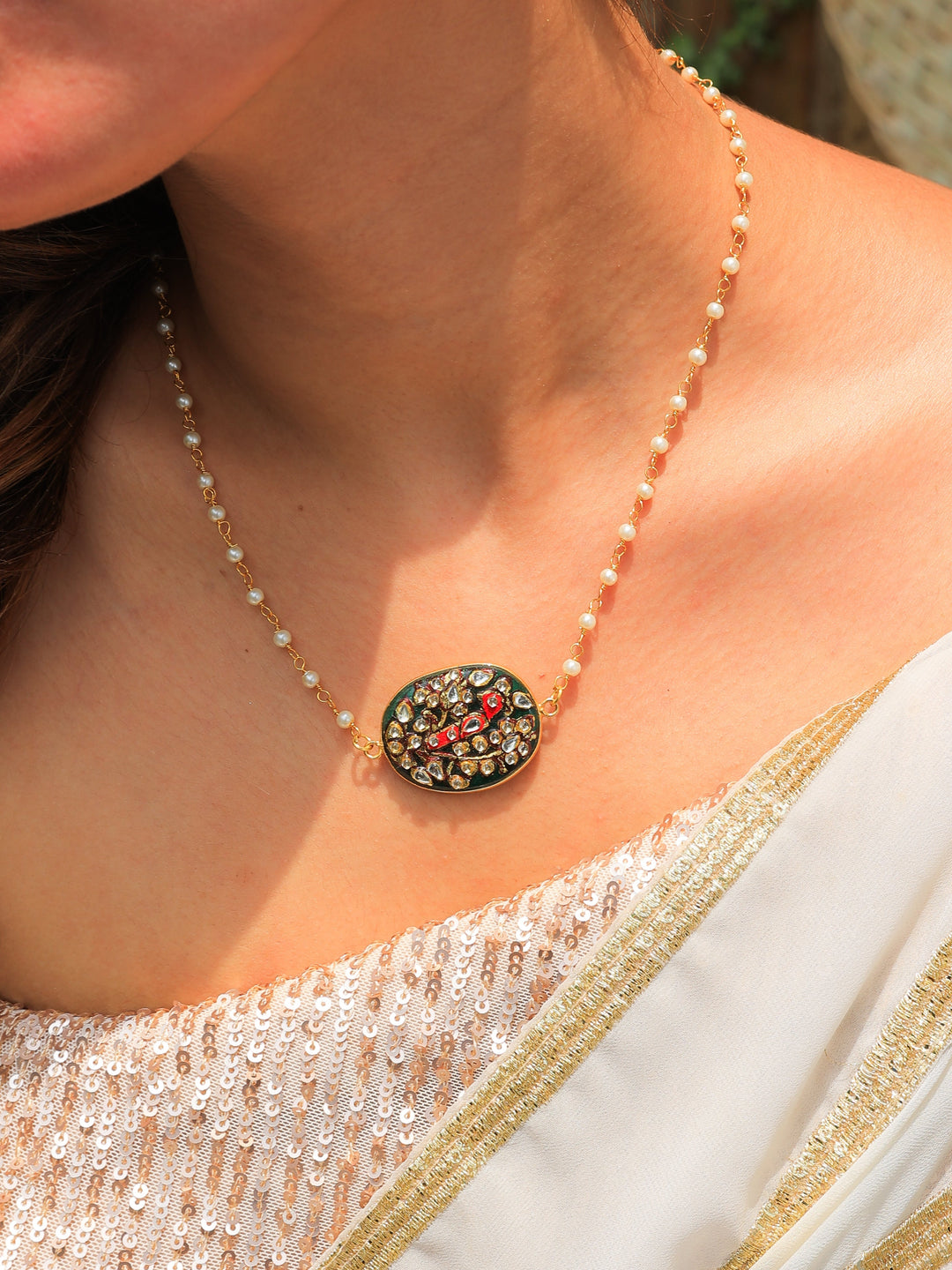 Kamna Enamel pendant necklace | SHOBITAM