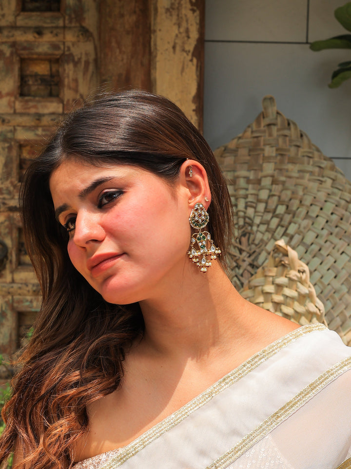 Maharani Pachi kundan Earrings | SHOBITAM