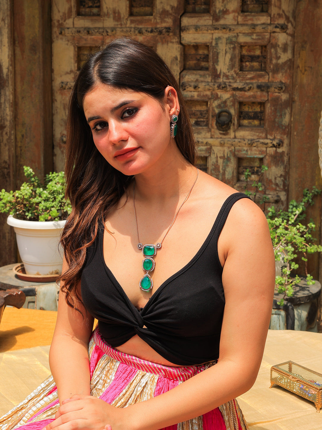 Shreya Artificial stone necklace set