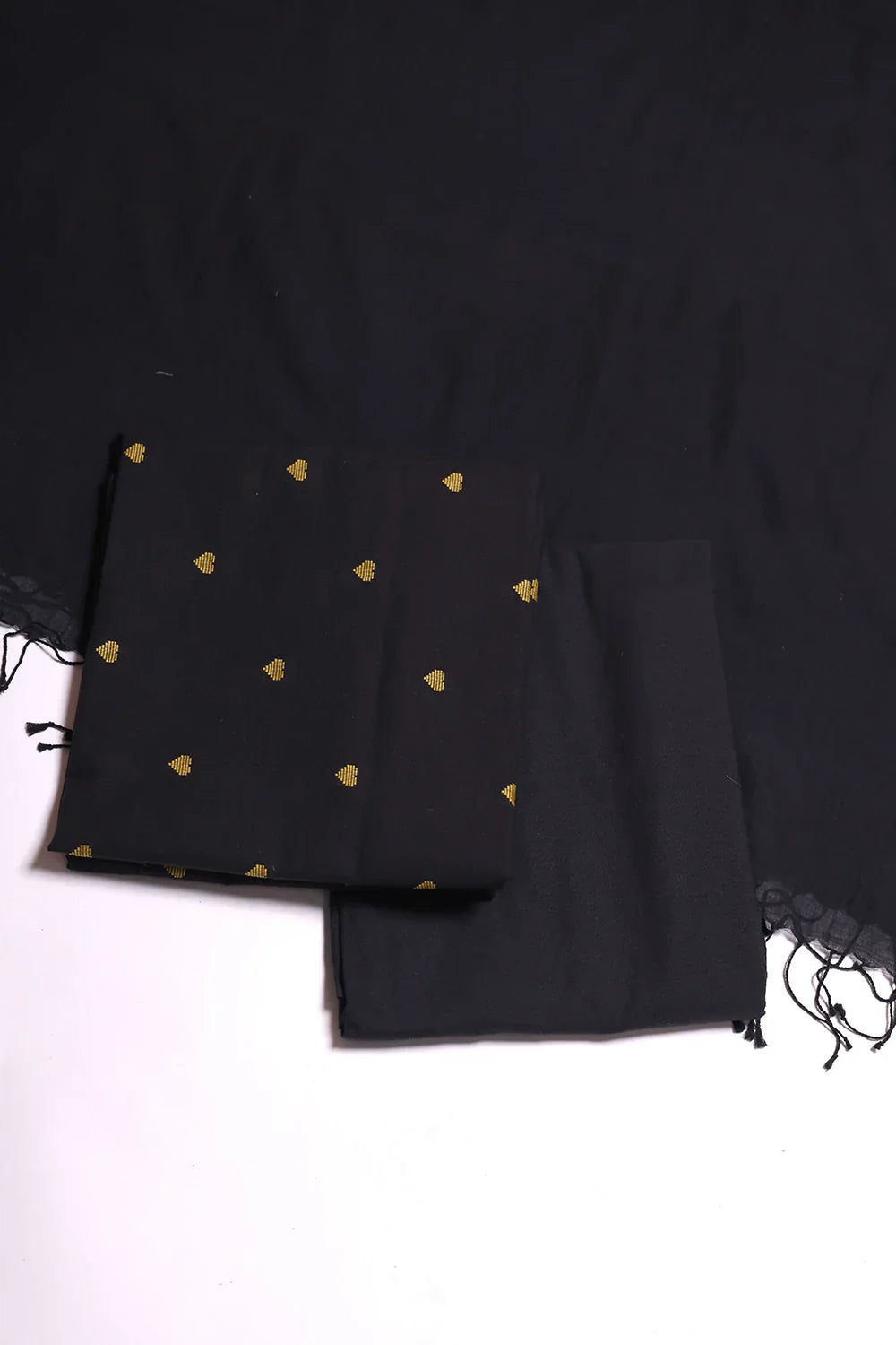 Black & Yellow Hearts Woven Suit Set Dupatta | SHOBITAM