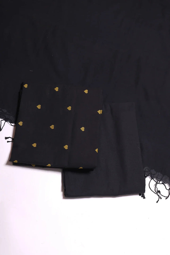 Black & Yellow Hearts Woven Suit Set Dupatta | SHOBITAM