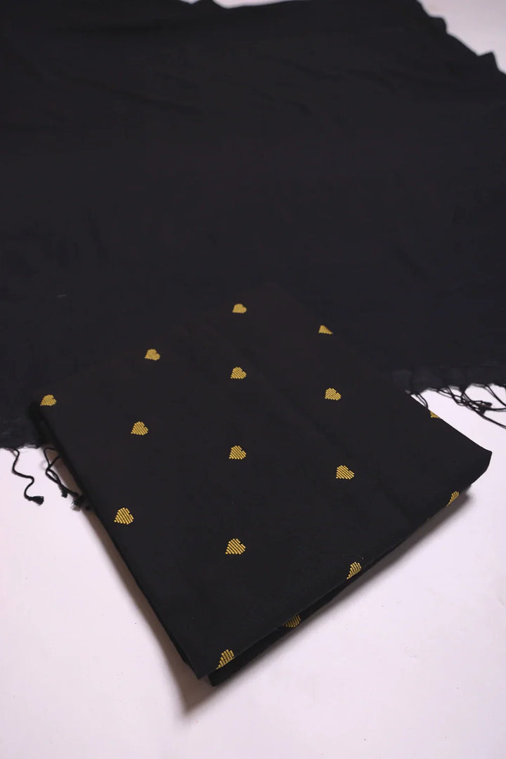 Black & Yellow Hearts Woven Suit Set Dupatta | SHOBITAM