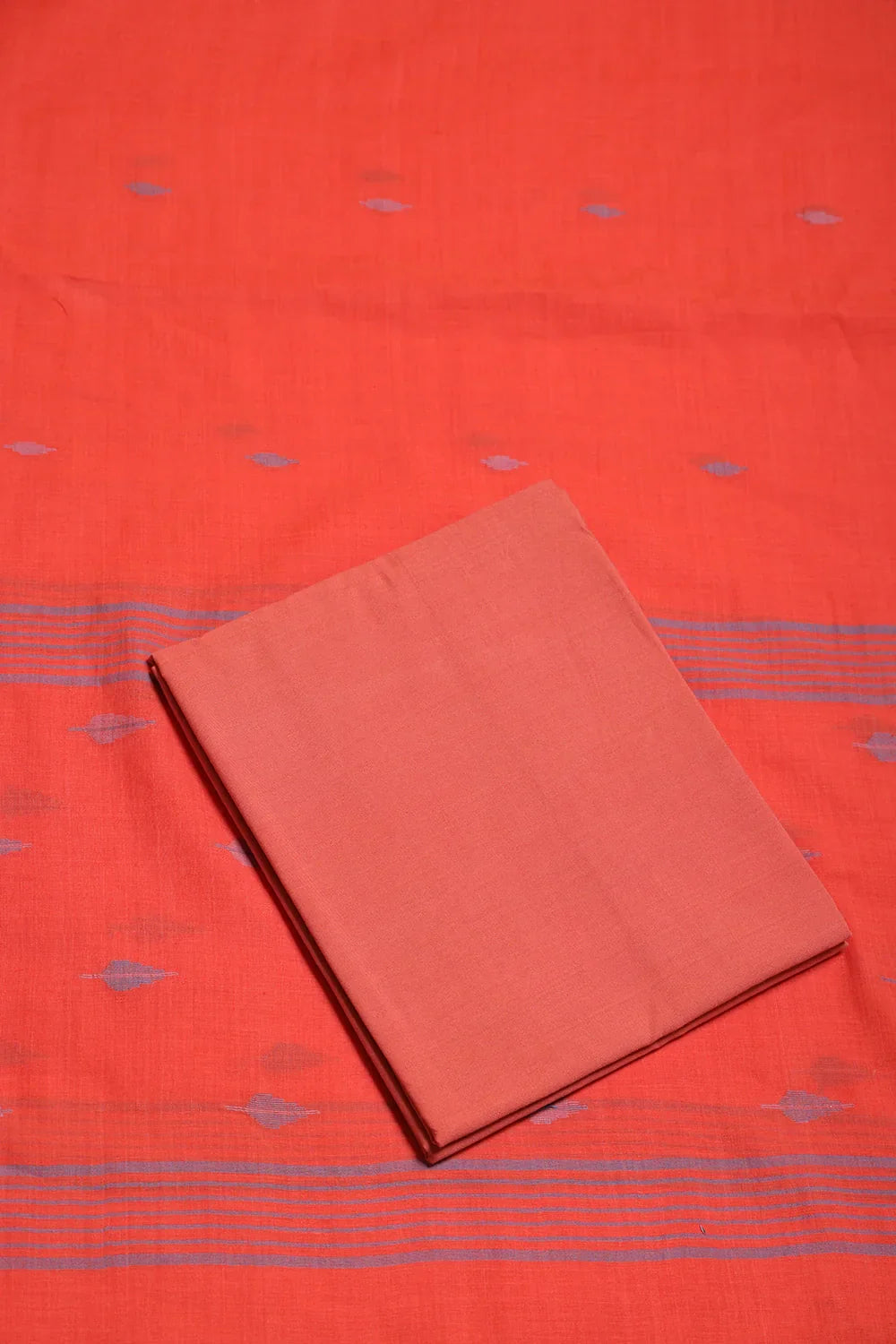 Handloom Zen Blue Pure Cotton Jamdani Suit Set With Dupatta | SHOBITAM