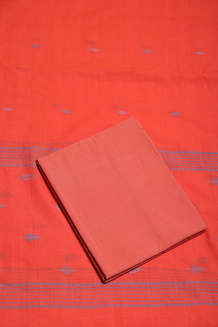 Handloom Zen Blue Pure Cotton Jamdani Suit Set With Dupatta | SHOBITAM