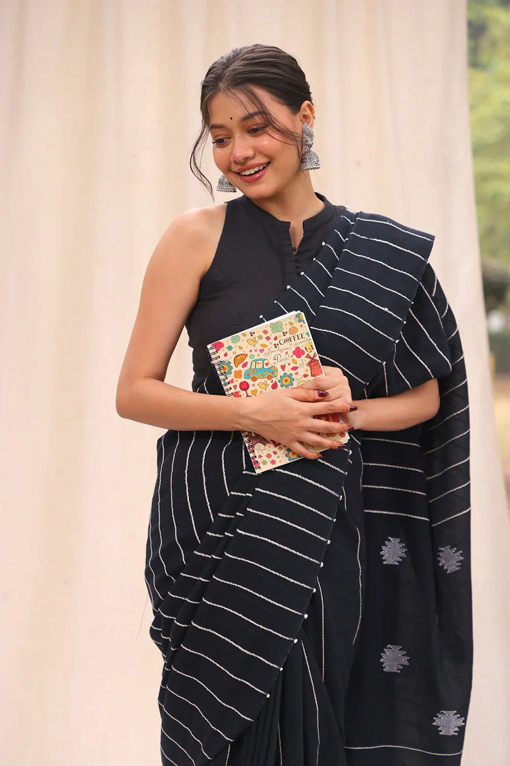 Nisha Black Cotton Blouse | SHOBITAM