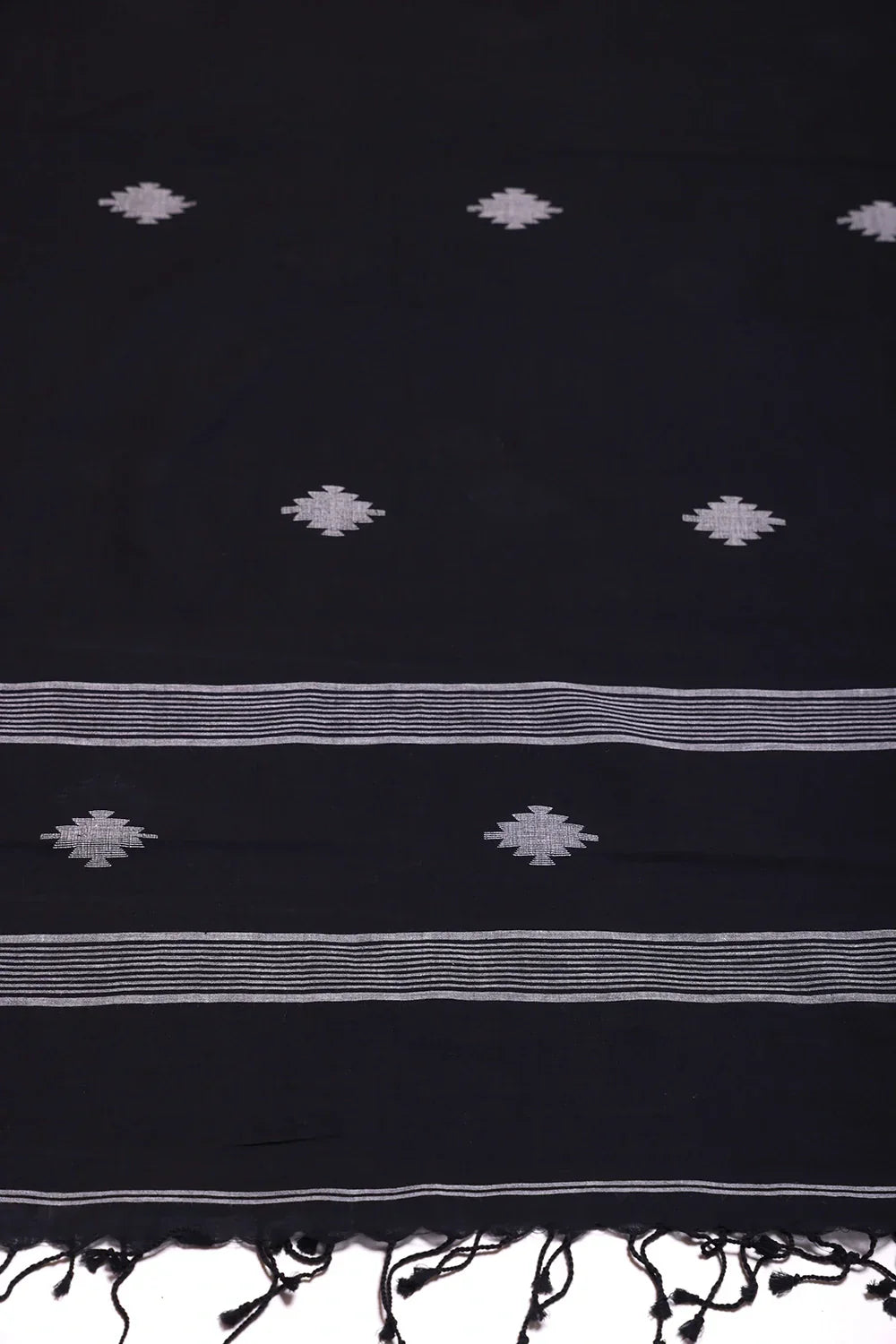 Handloom Black Pure Cotton Jamdani Suit Set WIth Dupatta | SHOBITAM
