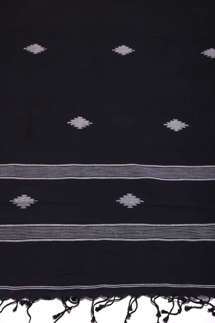 Handloom Black Pure Cotton Jamdani Suit Set WIth Dupatta | SHOBITAM