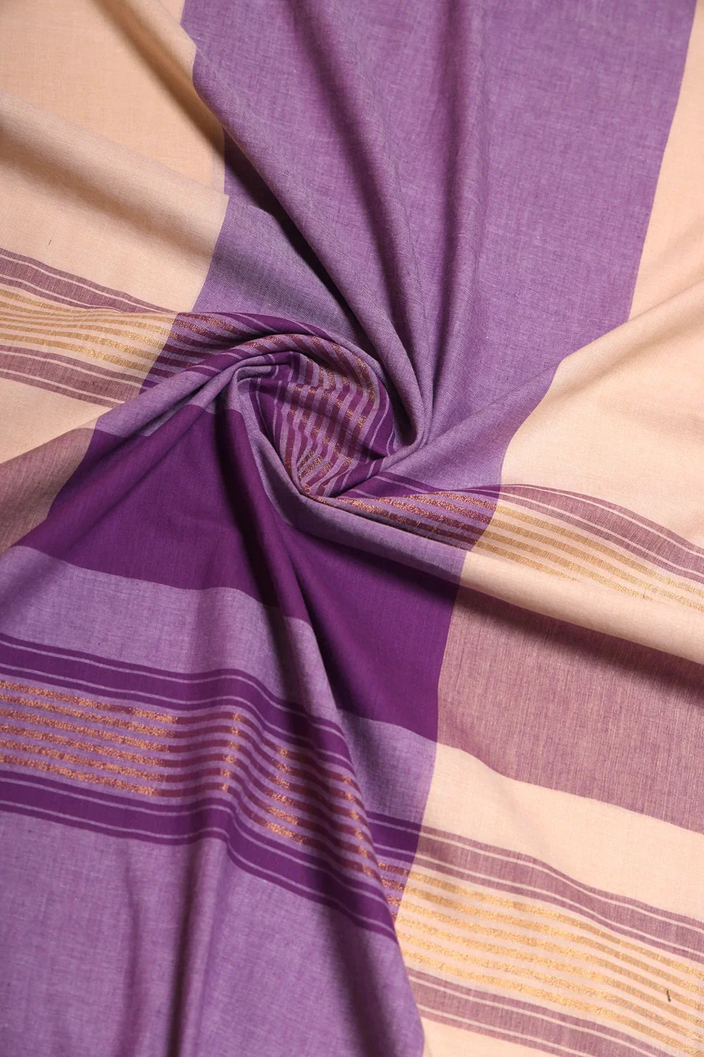 Beige and Purple Woven Suit Set with Subtle Buti & Zari Dupatta | SHOBITAM