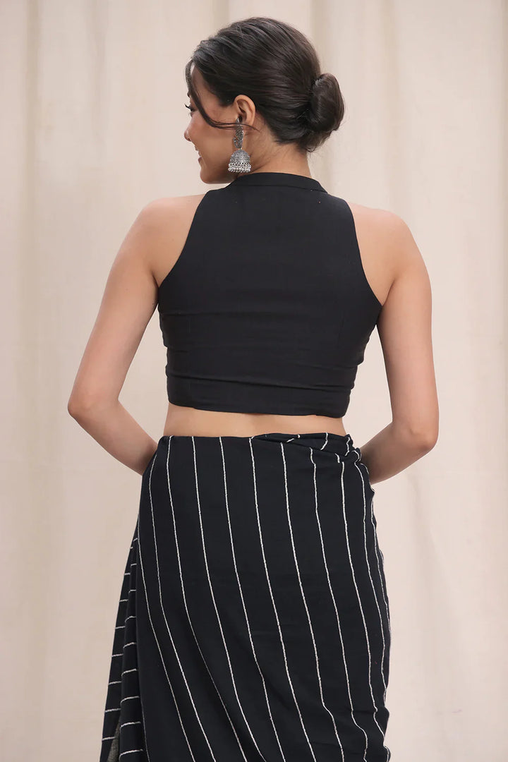 Nisha Black Cotton Blouse | SHOBITAM