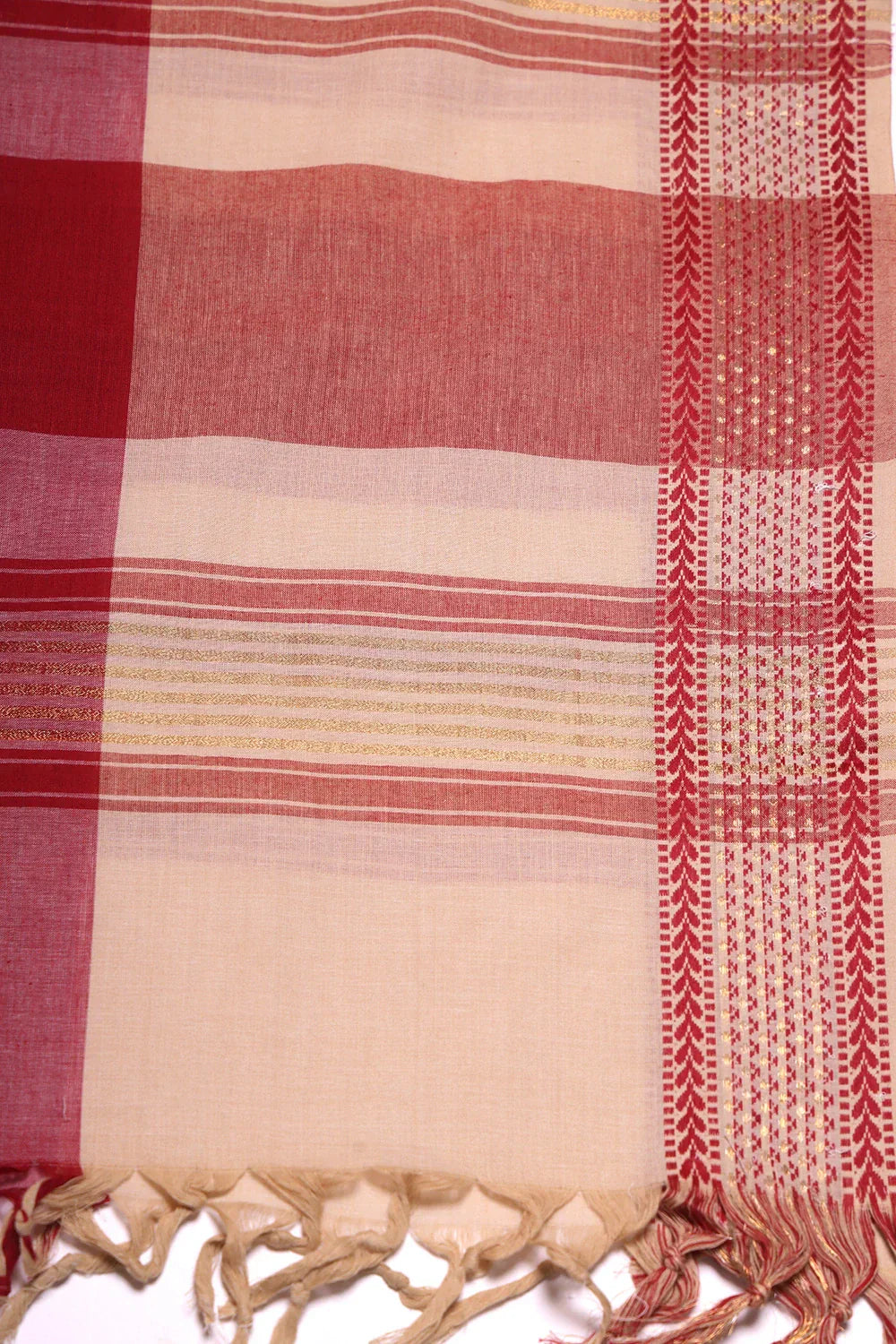 Beige and Pink Woven Suit Set with Subtle Buti & Zari Dupatta | SHOBITAM