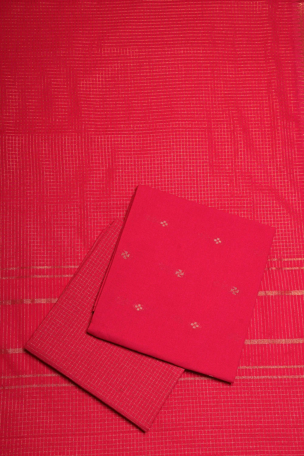 Pink Radiance Woven Suit Set with Subtle Buti & Zari Dupatta | SHOBITAM