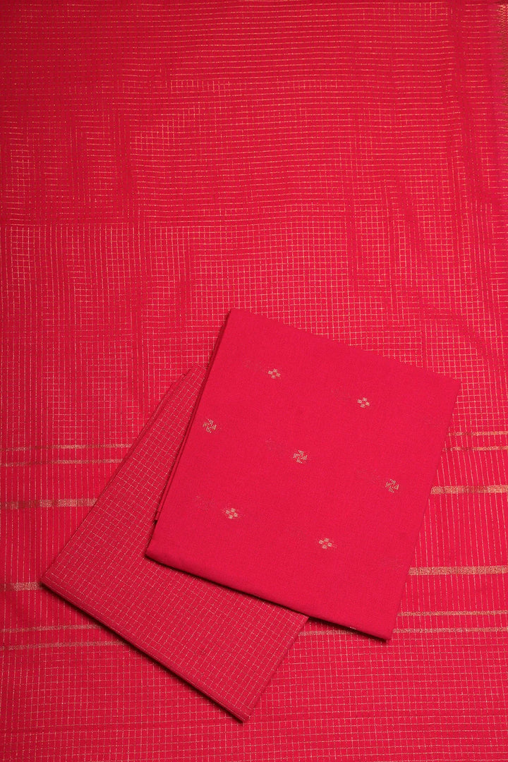 Pink Radiance Woven Suit Set with Subtle Buti & Zari Dupatta | SHOBITAM