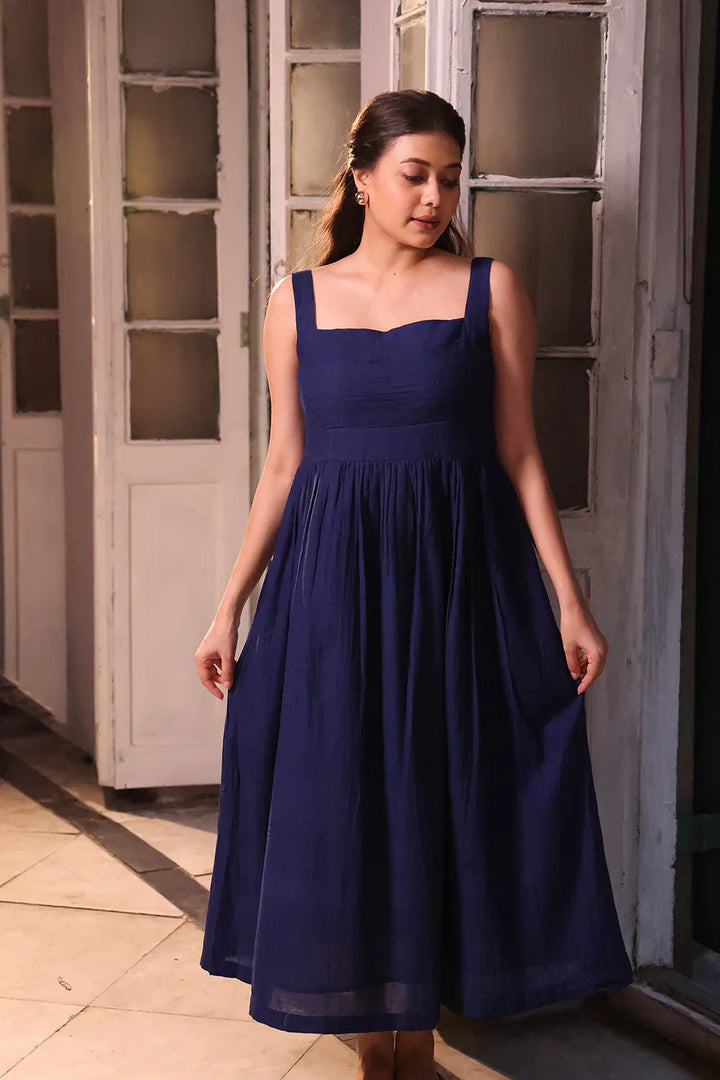 Blue Dusk Cotton Dress | SHOBITAM