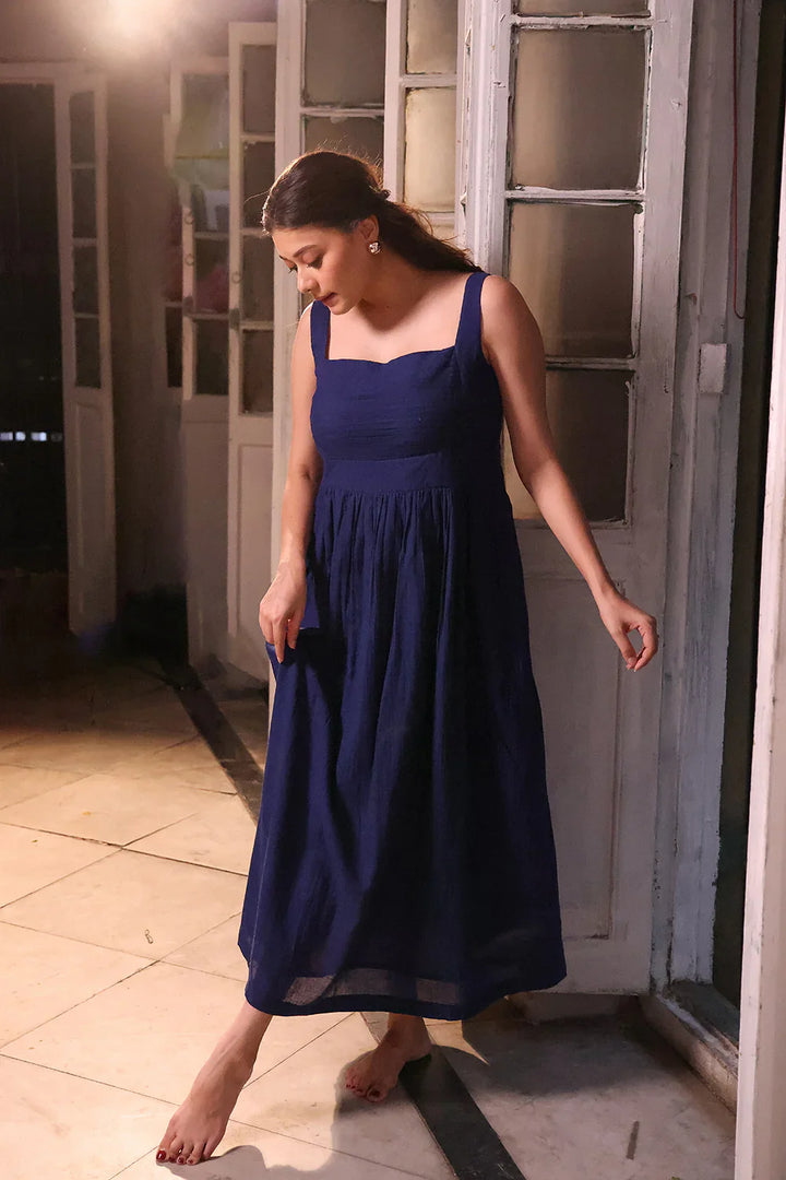 Blue Dusk Cotton Dress | SHOBITAM