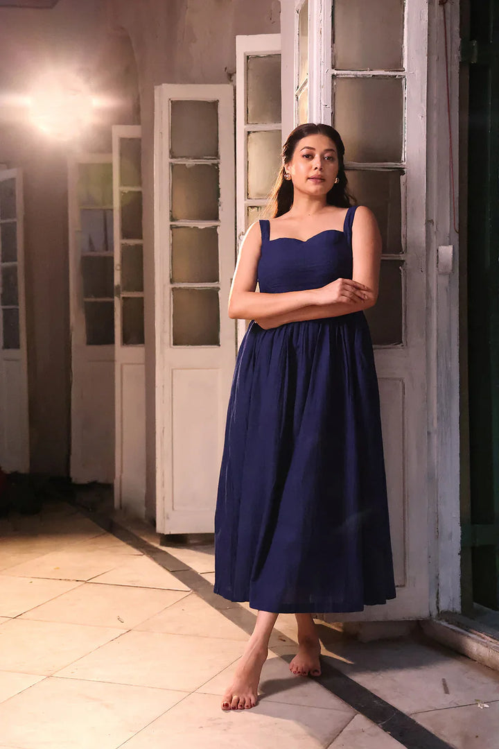Blue Dusk Cotton Dress | SHOBITAM
