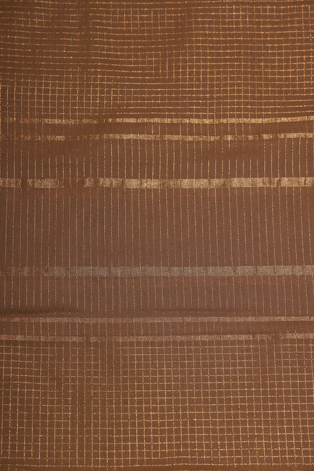 Earthy Brown Cotton Woven Suit Set with Subtle Buti & Zari Dupatta | SHOBITAM