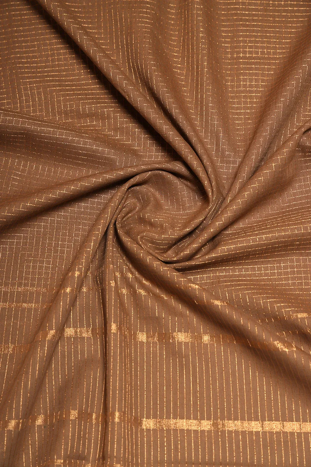 Earthy Brown Cotton Woven Suit Set with Subtle Buti & Zari Dupatta | SHOBITAM