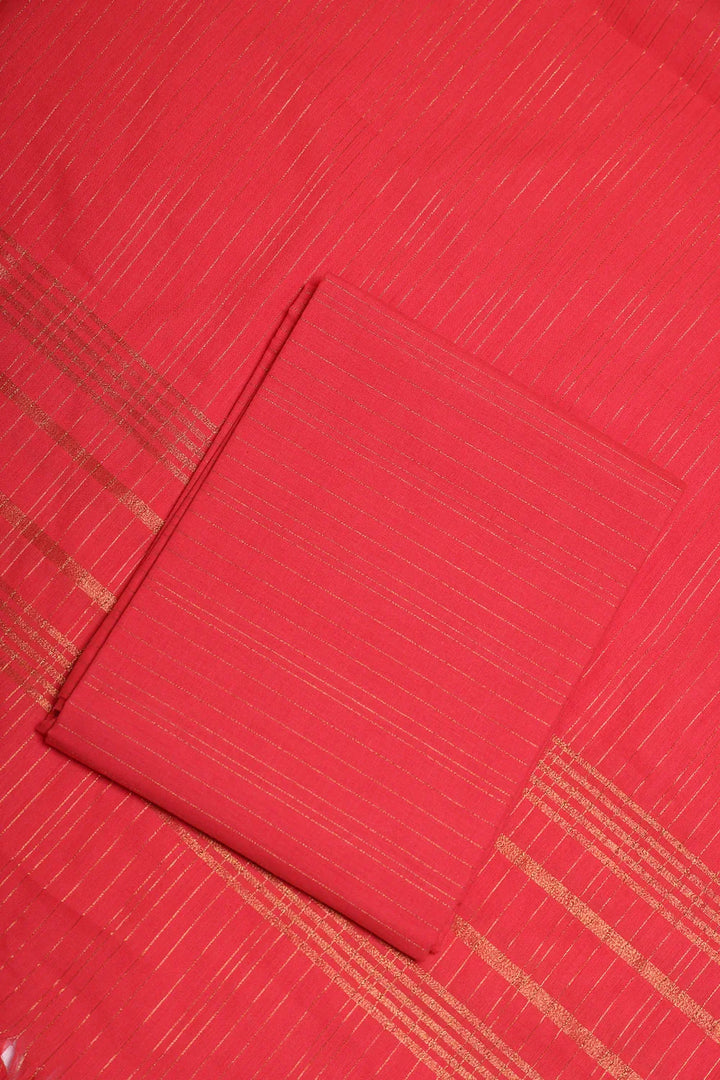 Peach Echo Pure South Cotton Zari 3-Piece Suit Set | SHOBITAM