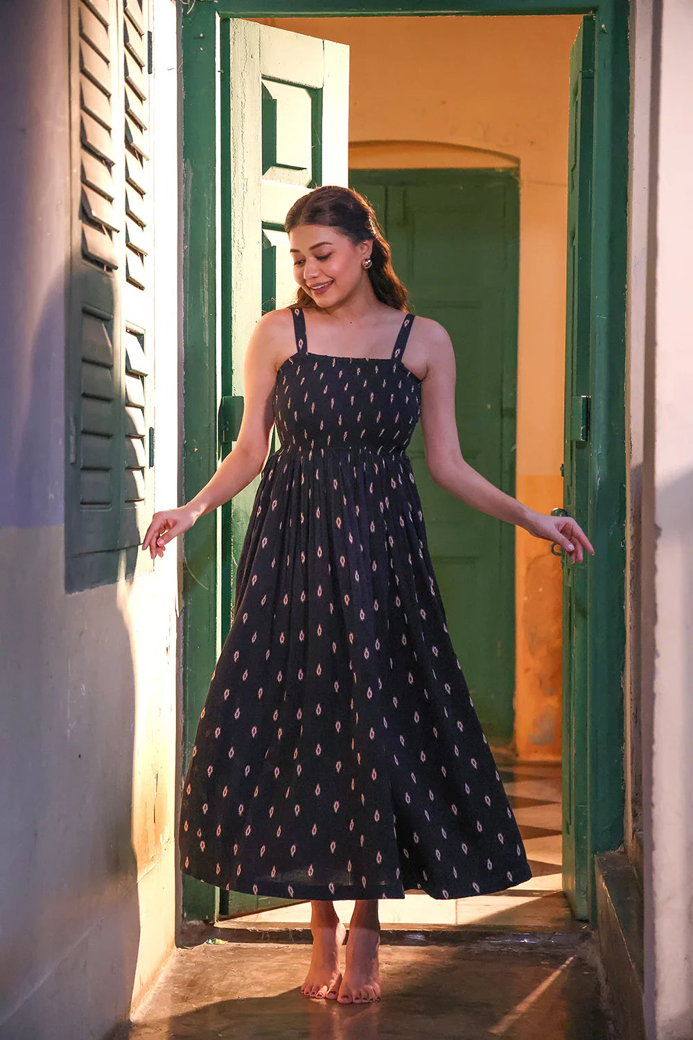 Noir Muse Cotton Maxi Dress | SHOBITAM