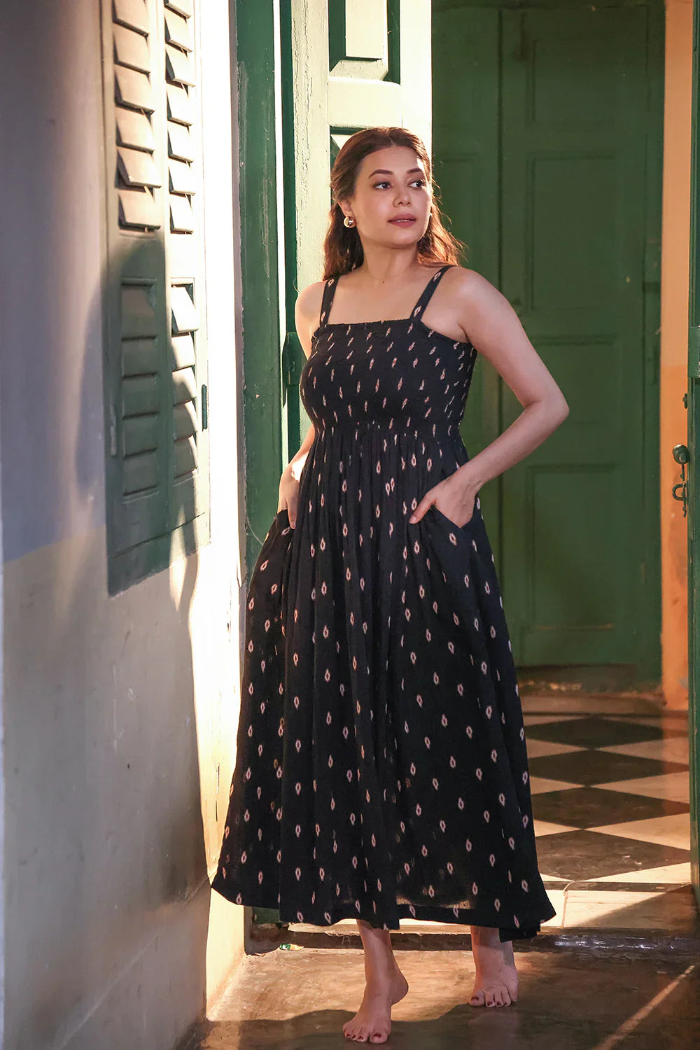 Noir Muse Cotton Maxi Dress | SHOBITAM
