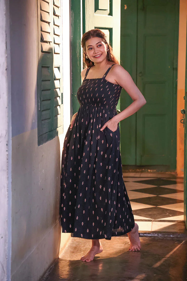 Noir Muse Cotton Maxi Dress | SHOBITAM