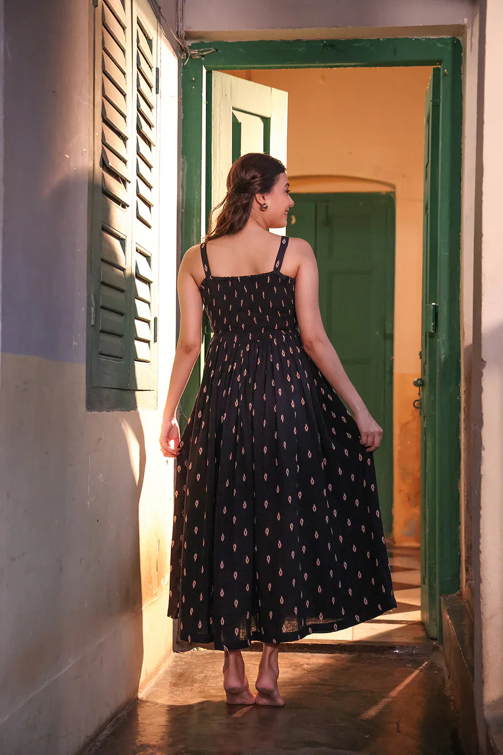 Noir Muse Cotton Maxi Dress | SHOBITAM