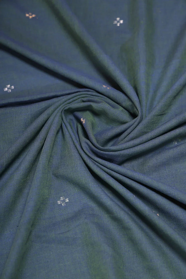 Handloom Teal Green Cotton Zari Jamdani Suit Set with Dupatta | SHOBITAM