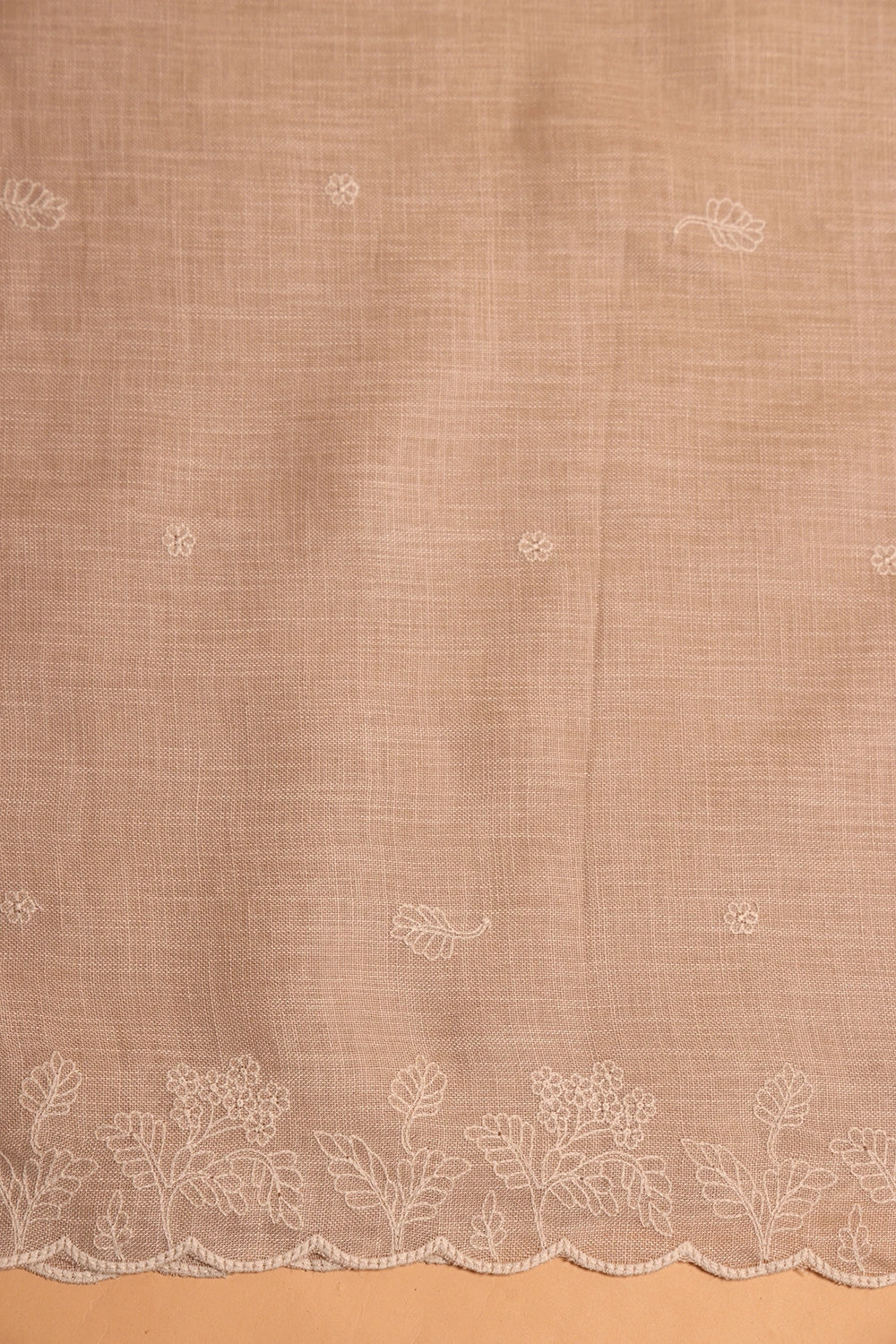 Beige Linen Embriodered Suit Set With Dupatta | SHOBITAM