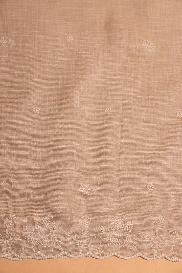 Beige Linen Embriodered Suit Set With Dupatta | SHOBITAM