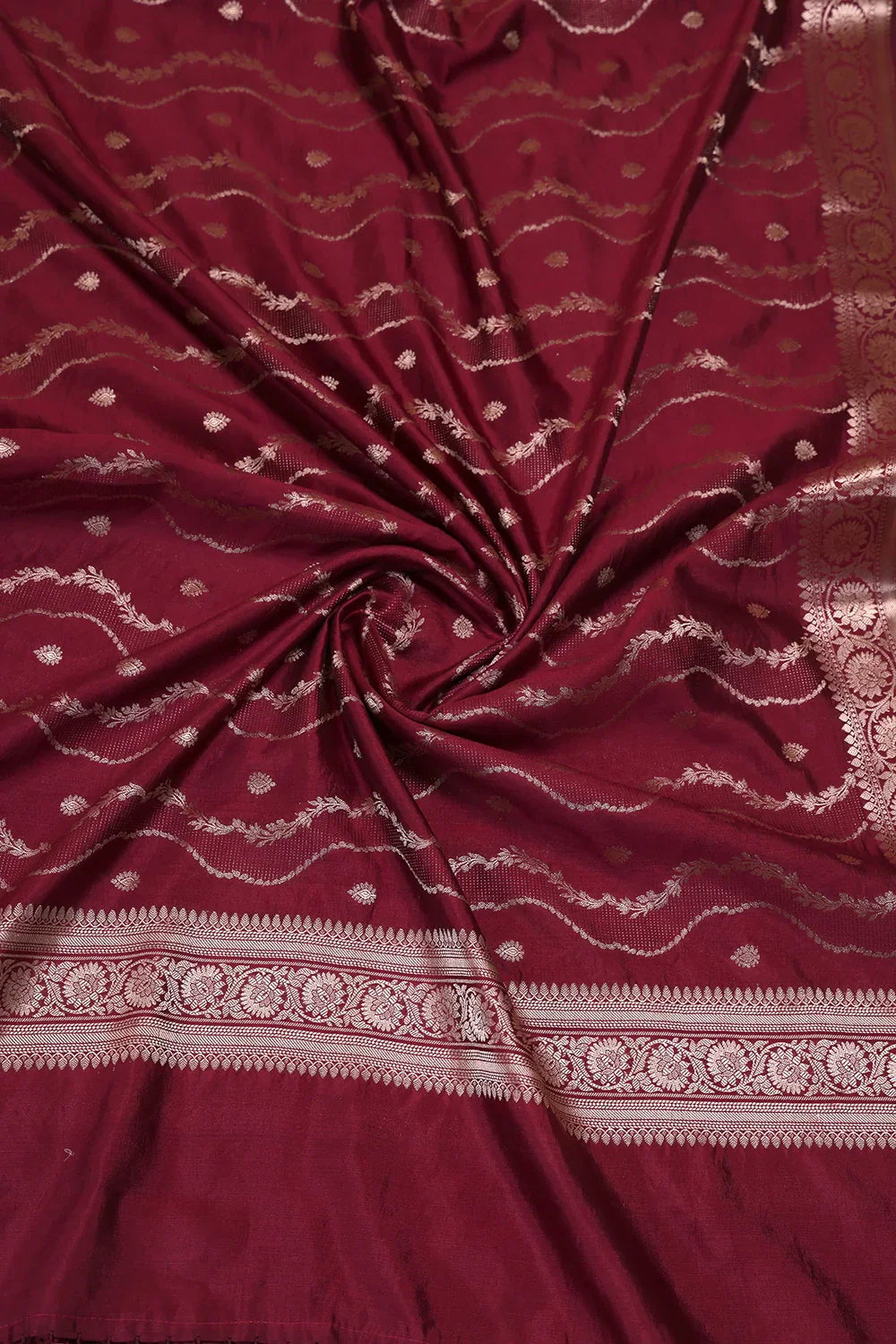 Handloom Wine Pure Silk Banarsai Kurta Set With Dupatta | SHOBITAM