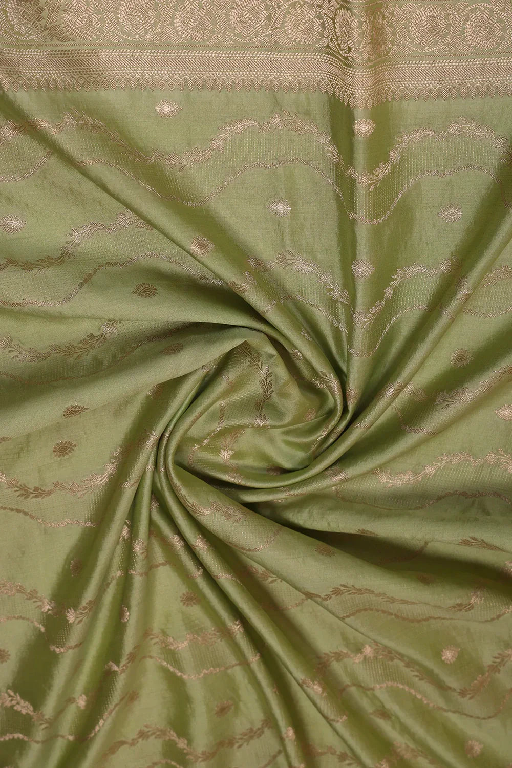 Handloom Pure Silk Pista Green Suit Set WIth Dupatta | SHOBITAM