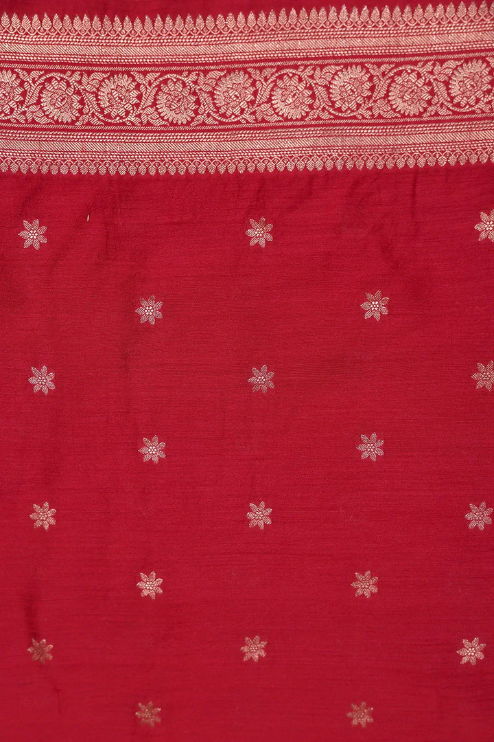Handloom Pure Silk Red Banarasi Kurta Set WIth Dupatta | SHOBITAM