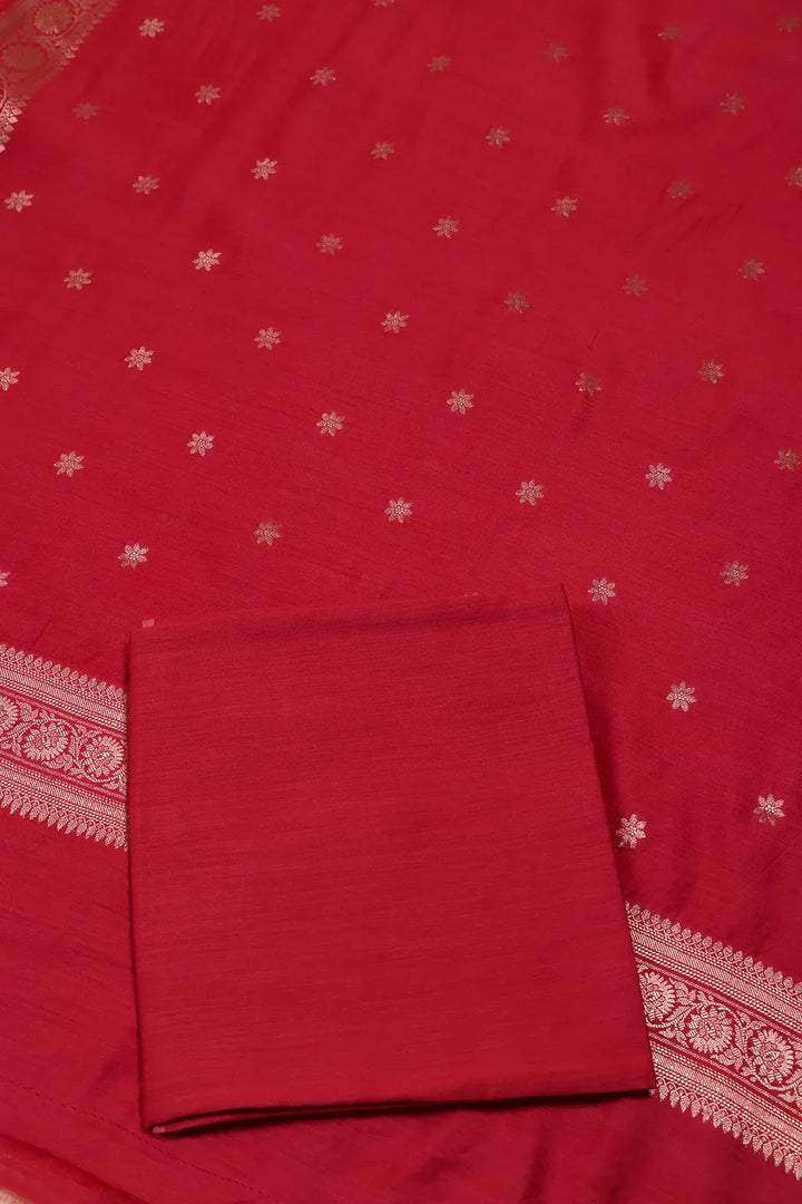 Handloom Pure Silk Red Banarasi Kurta Set WIth Dupatta | SHOBITAM