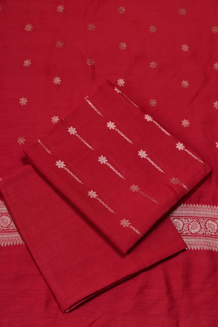 Handloom Pure Silk Red Banarasi Kurta Set WIth Dupatta | SHOBITAM