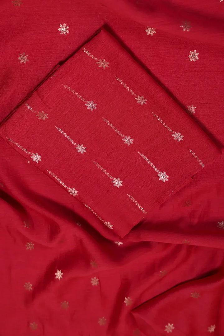 Handloom Pure Silk Red Banarasi Kurta Set WIth Dupatta | SHOBITAM