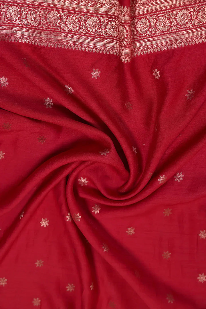 Handloom Pure Silk Red Banarasi Kurta Set WIth Dupatta | SHOBITAM