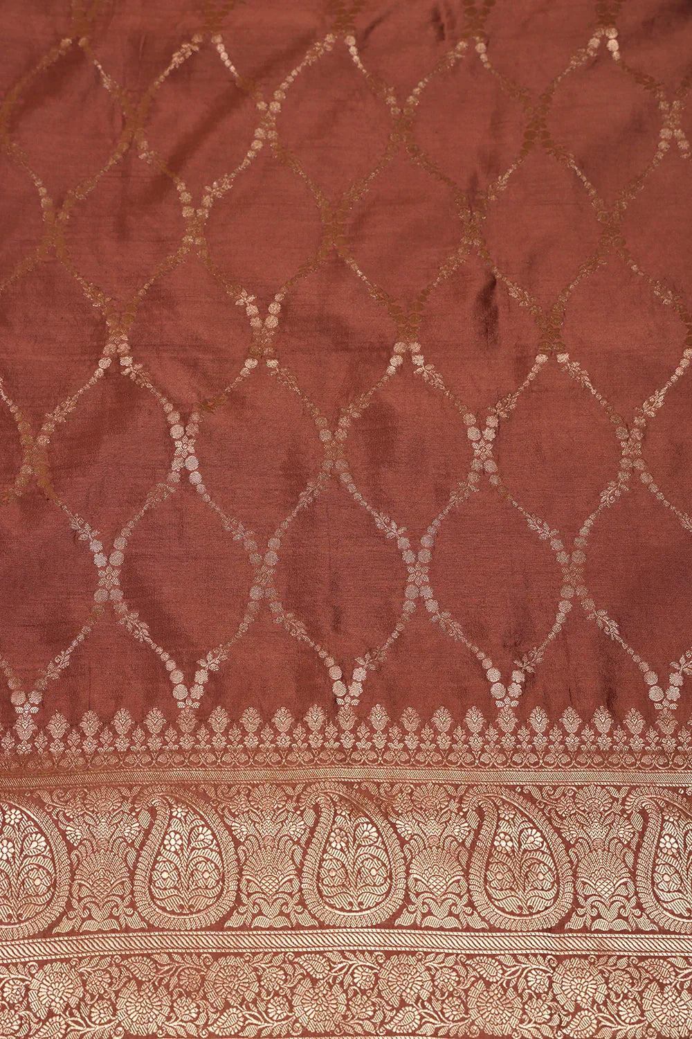 Handloom Pure Silk Mocha Brown Suit Set WIth Dupatta | SHOBITAM