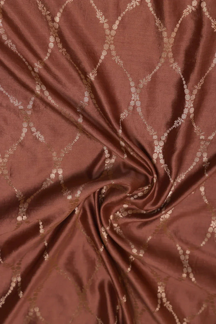 Handloom Pure Silk Mocha Brown Suit Set WIth Dupatta | SHOBITAM