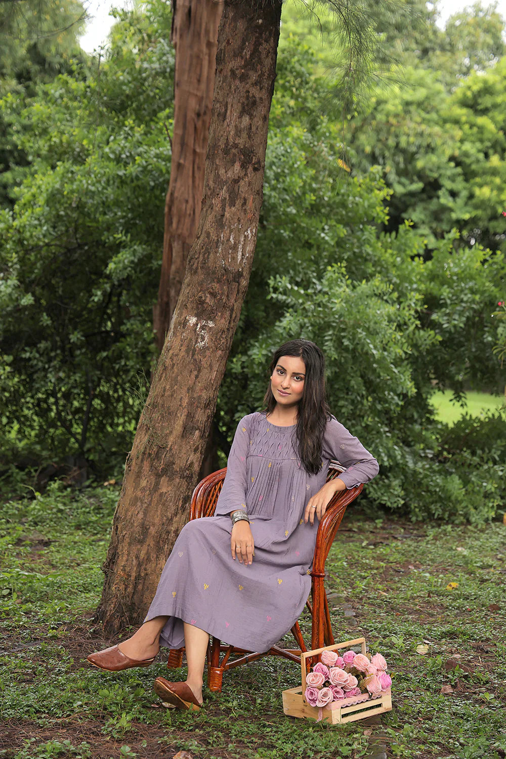 Urban Trishul Grey Jamdani Dress | SHOBITAM