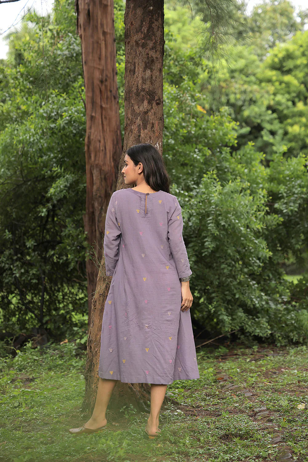 Urban Trishul Grey Jamdani Dress | SHOBITAM