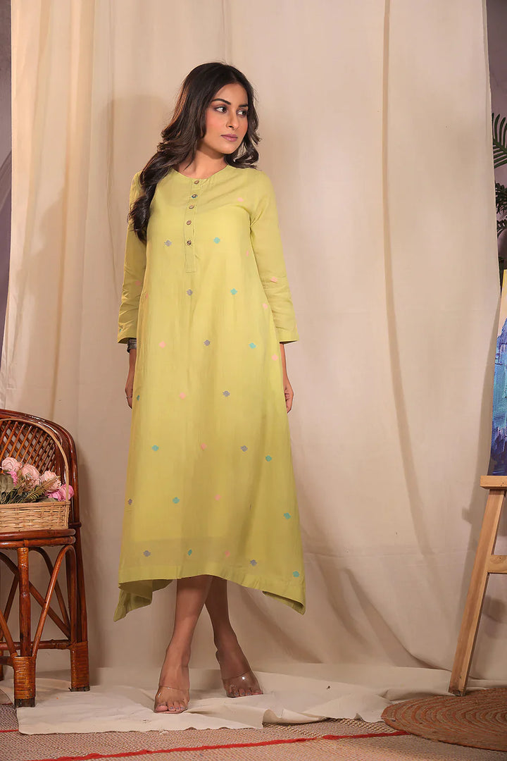 Mint Delight Jamdani Dress | SHOBITAM