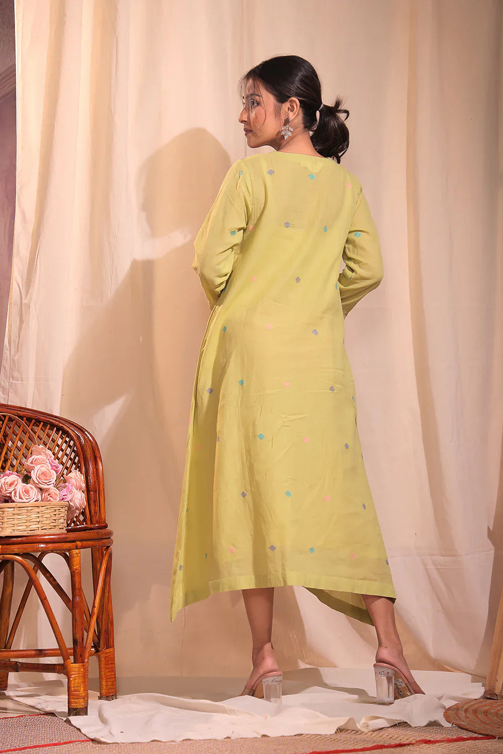 Mint Delight Jamdani Dress | SHOBITAM