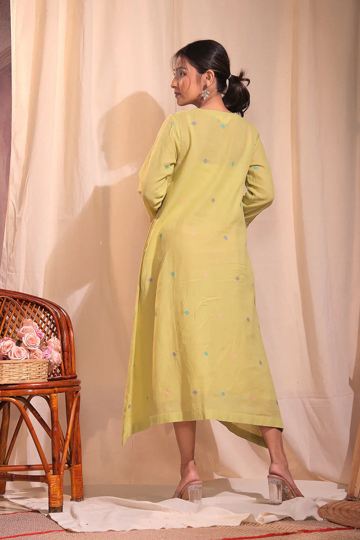 Mint Delight Jamdani Dress | SHOBITAM