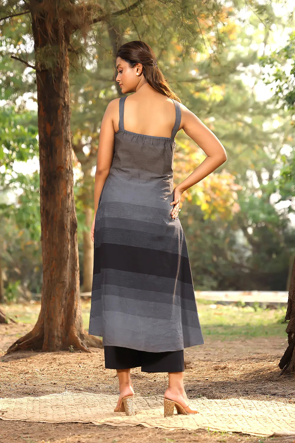 Black & Grey Stripes Pure Cotton Co-ord Set | SHOBITAM