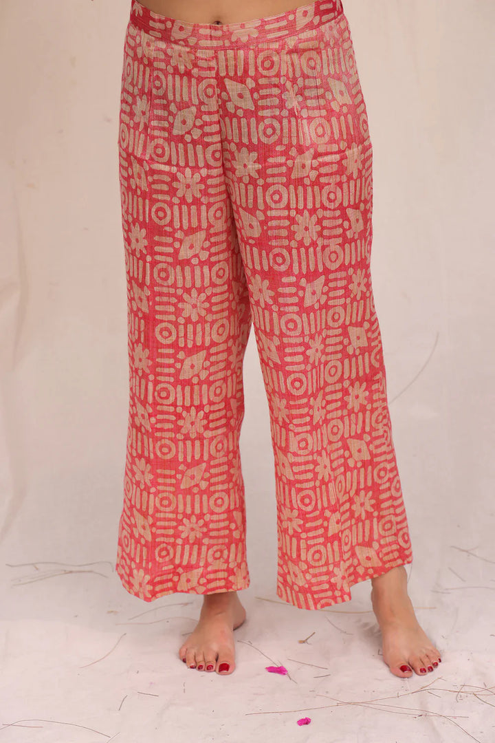 Pink Hand Batik Khadi Cotton Co-ord Set | SHOBITAM