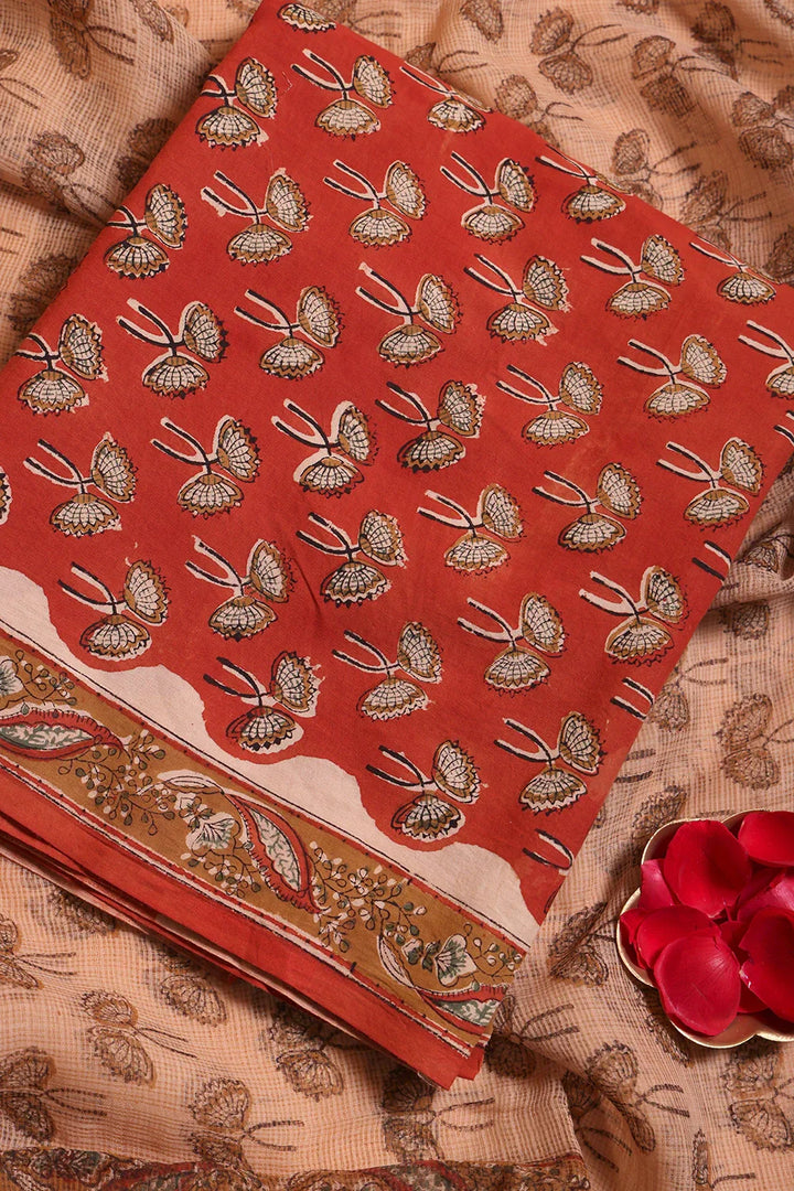 Maroon Hand Block Print Suit Set With Dupatta | SHOBITAM