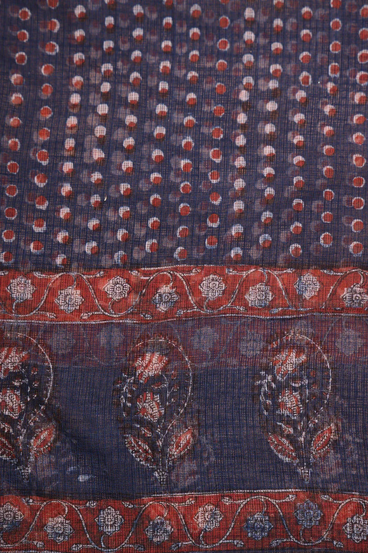 Indigo Hand Block Print Suit Set With Dupatta | SHOBITAM