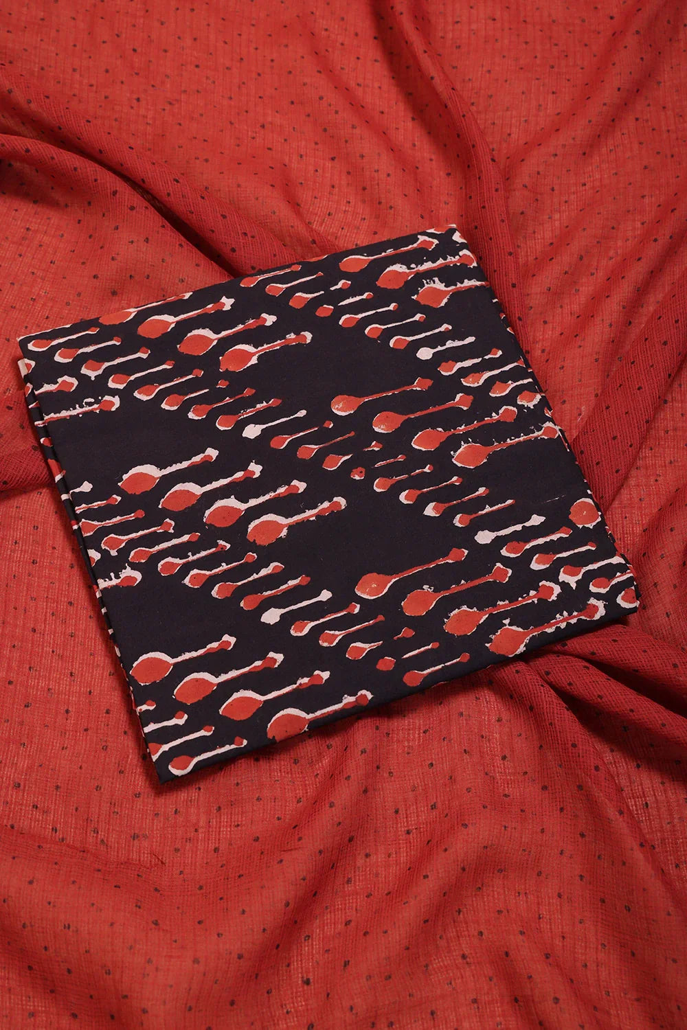 Maroon Spoon Hand Block Print Suit Set With Dupatta | SHOBITAM