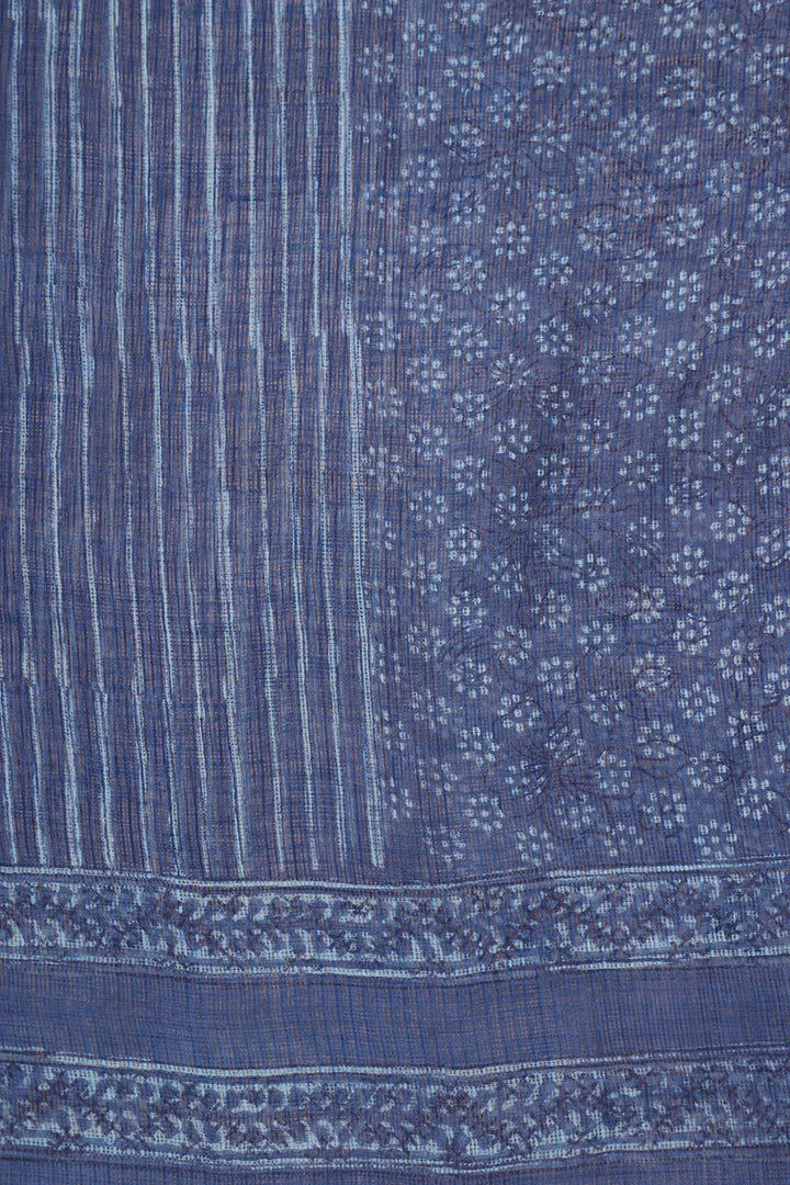 Blue Polka Hand Block Print Suit Set With Dupatta | SHOBITAM